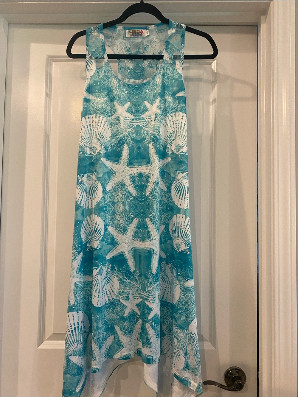 Aqua Seashell Starfish Sleeveless Cover-Up